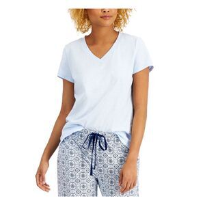 CHARTER CLUB Intimates Light Blue Cotton Blend V-Neck Sleep Shirt Pajama Top XS